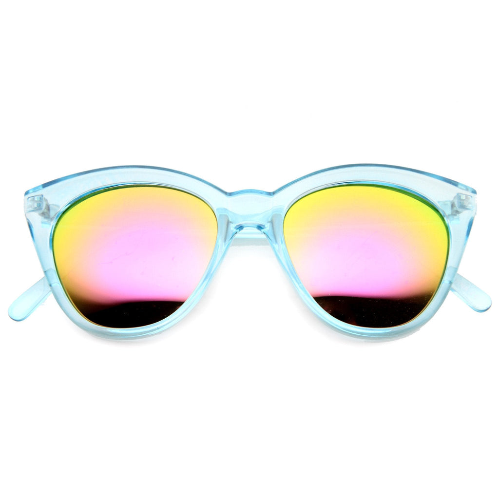 Cute Women's Translucent Crystal Frame Mirror Lens Sunglasses 9839