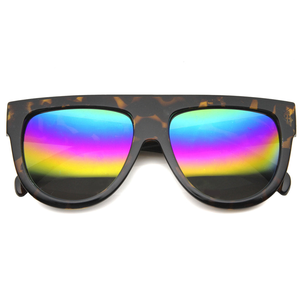 Oversize Flat Top Aviator Flash Mirror Lens Sunglasses 9961