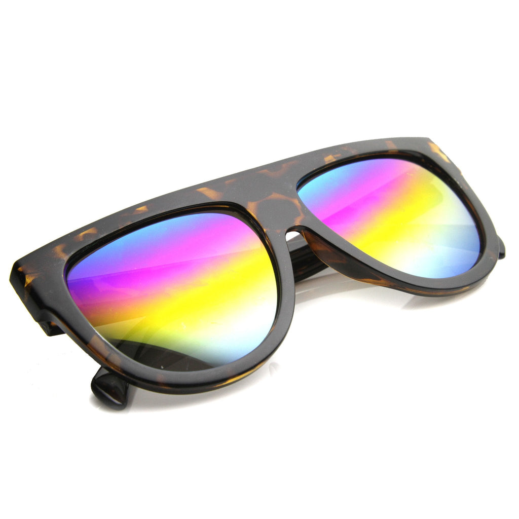 Oversize Flat Top Aviator Flash Mirror Lens Sunglasses 9961