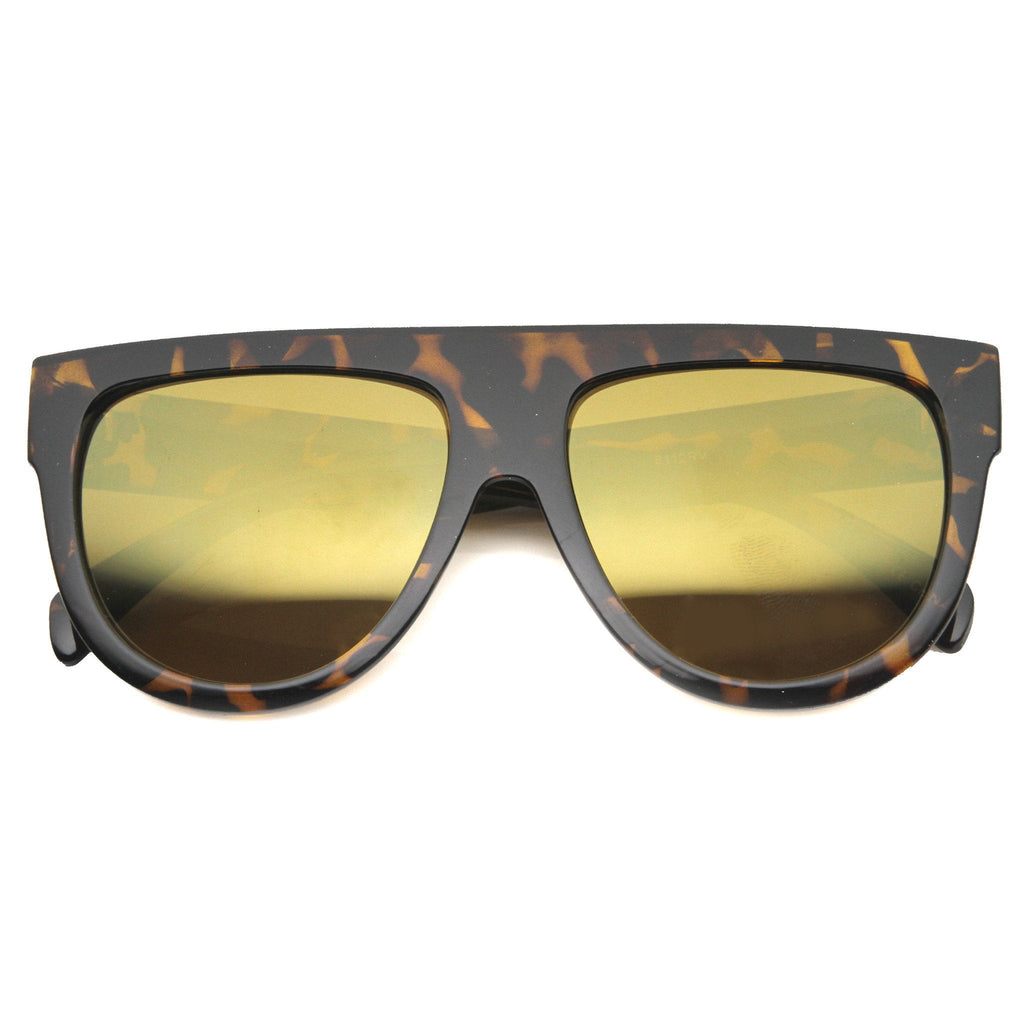 Oversize Flat Top Aviator Flash Mirror Lens Sunglasses 9961