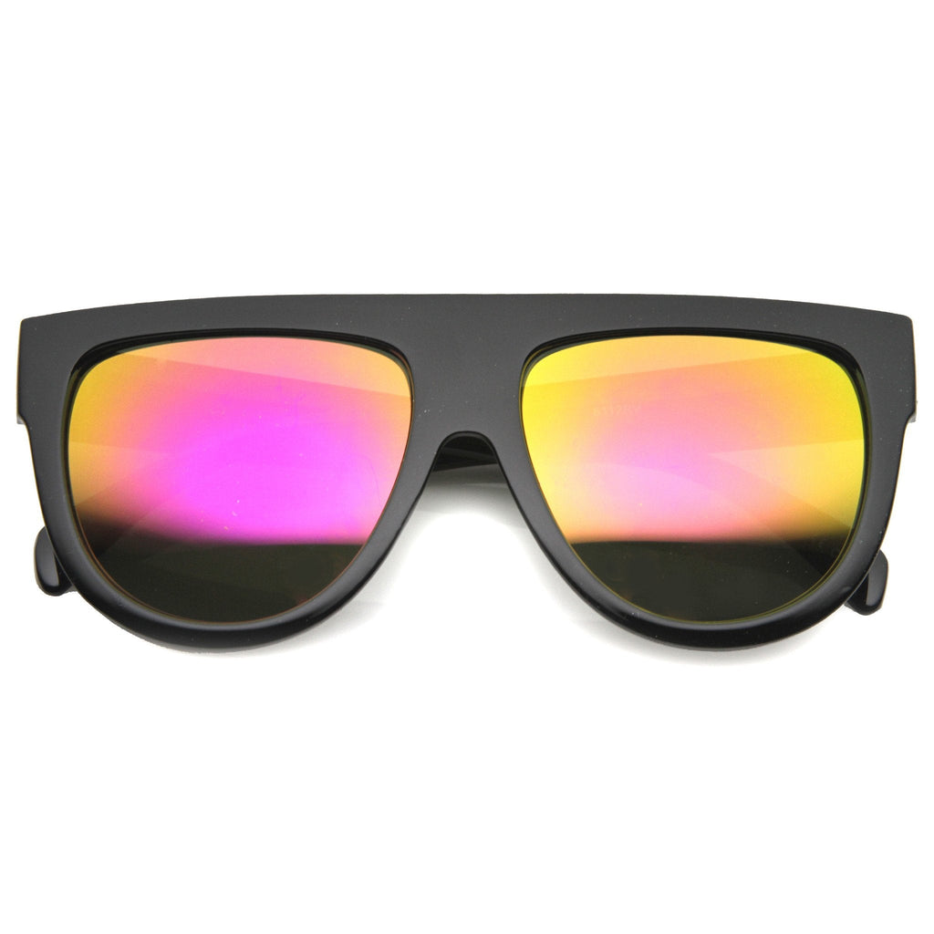 Oversize Flat Top Aviator Flash Mirror Lens Sunglasses 9961
