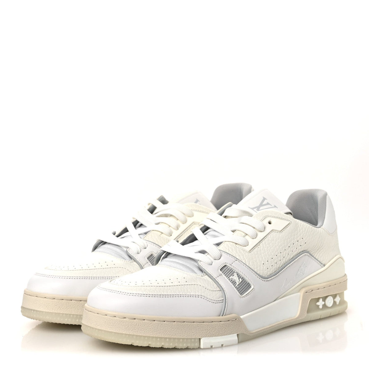 Calfskin Mens LV Trainer Sneakers 10 White