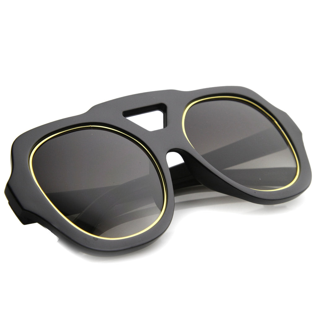 Women's High Fashion Bold Frame Square Aviator Sunglasses 9848