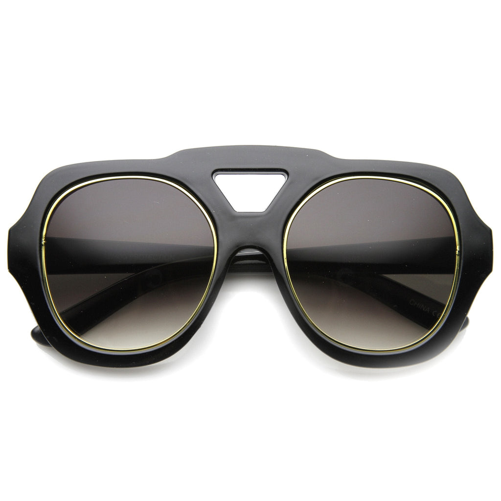 Women's High Fashion Bold Frame Square Aviator Sunglasses 9848