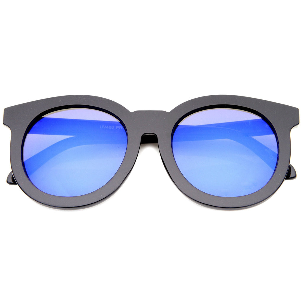 Women's Oversize Round Flat Lens Mirror Lens Sunglasses A137