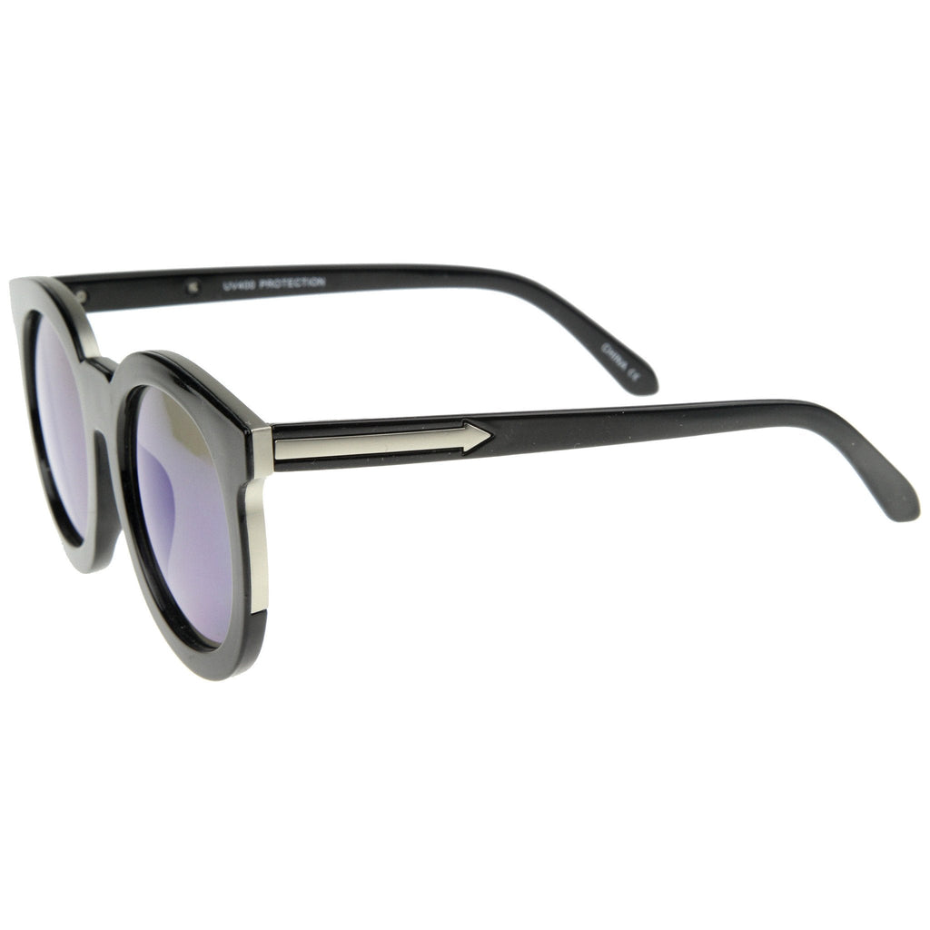 Women's Oversize Round Flat Lens Mirror Lens Sunglasses A137
