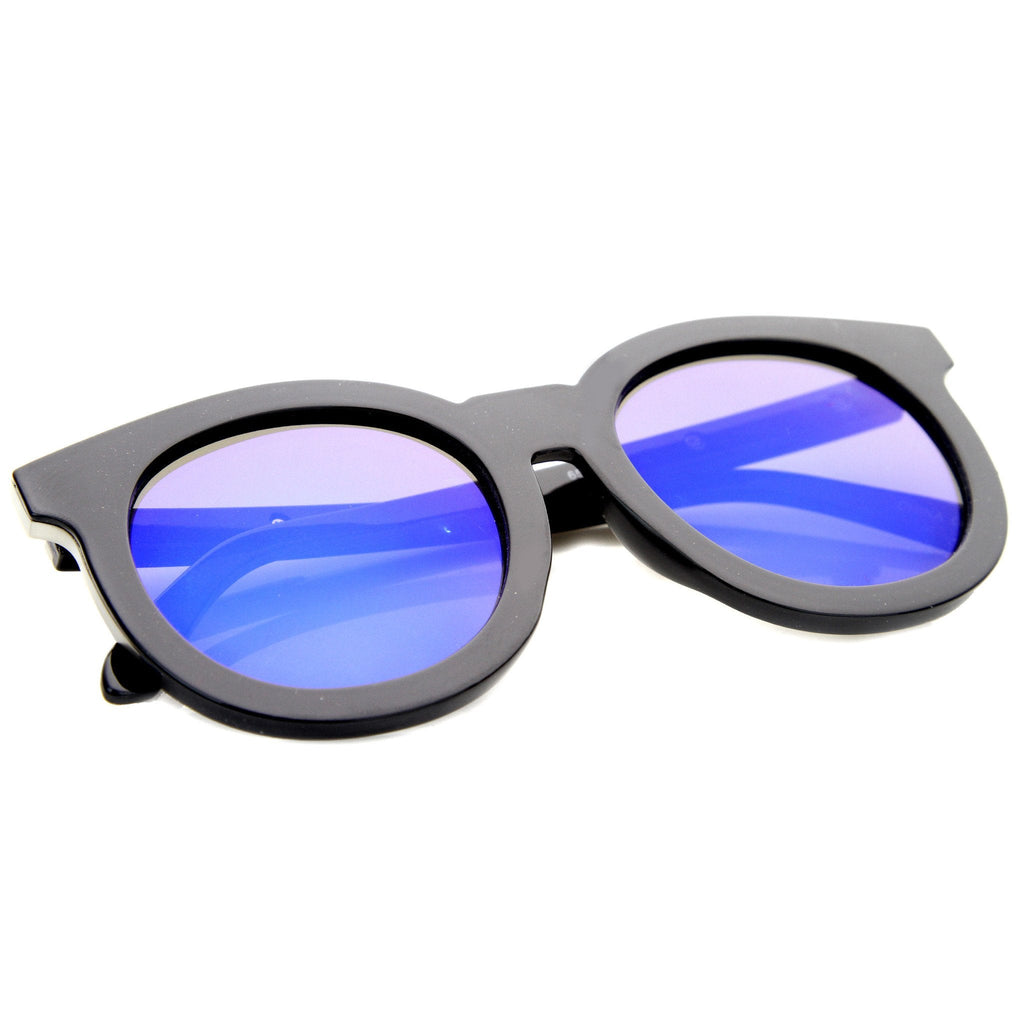 Women's Oversize Round Flat Lens Mirror Lens Sunglasses A137