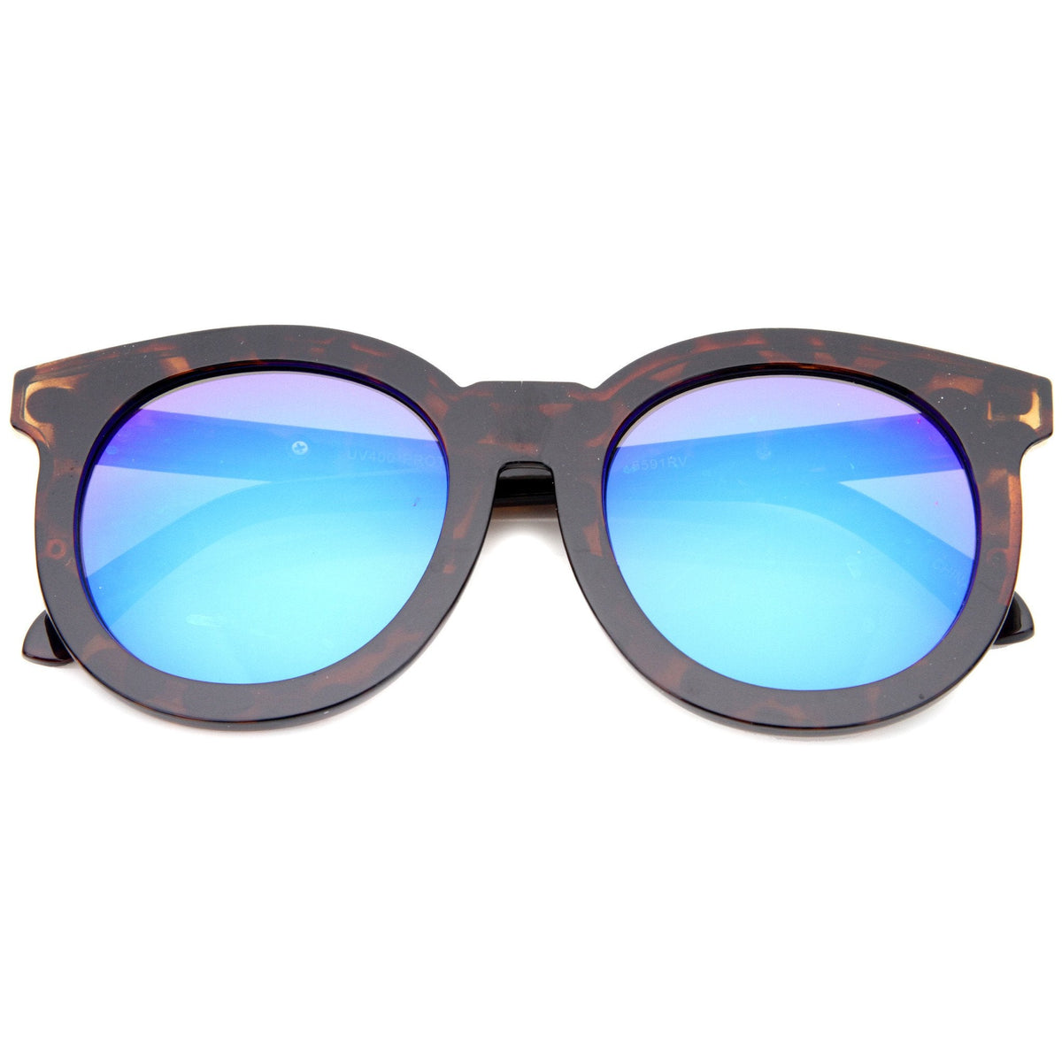 Women's Oversize Round Flat Lens Mirror Lens Sunglasses A137