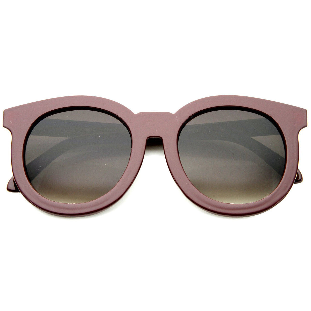 Women's Oversize Round Horned Rim Flat Front Sunglasses A138