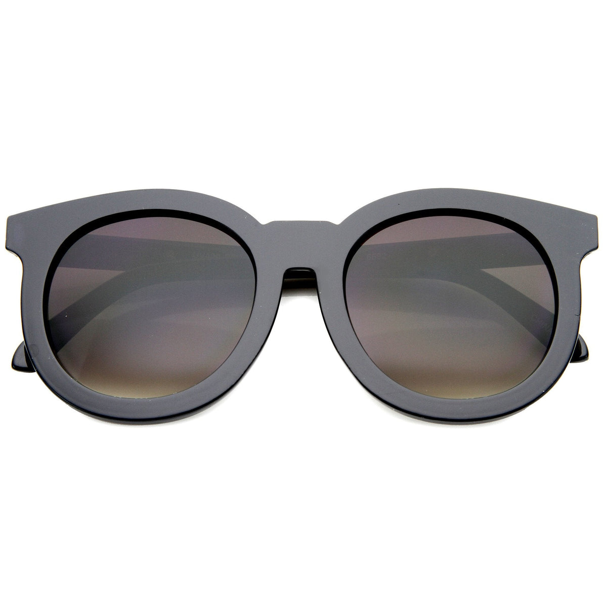 Women's Oversize Round Horned Rim Flat Front Sunglasses A138