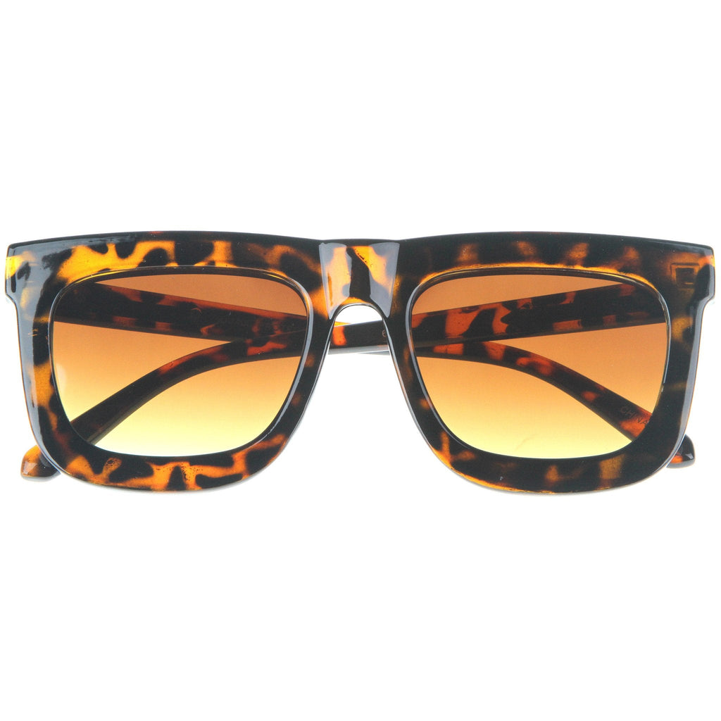 Hipster Fashion Square Flat Front Lens Horned Rim Sunglasses A142