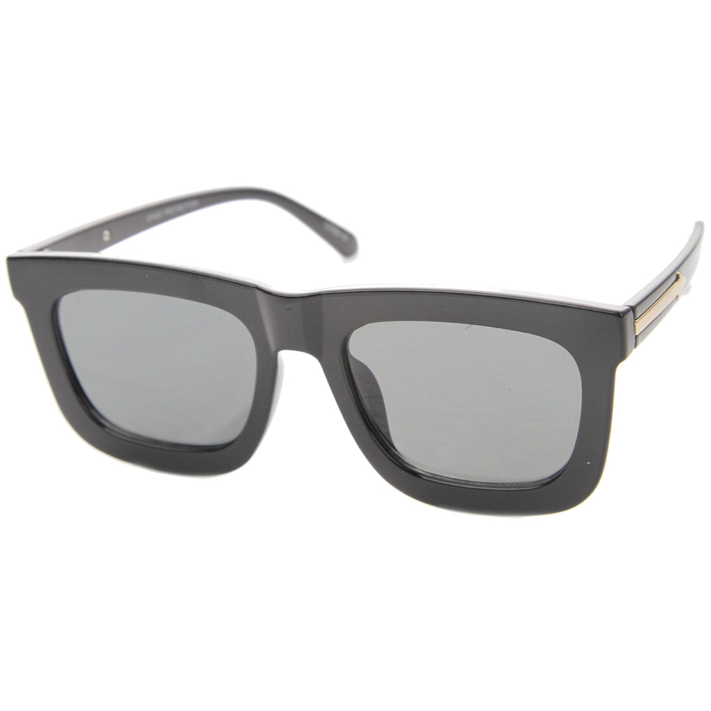 Hipster Fashion Square Flat Front Lens Horned Rim Sunglasses A142