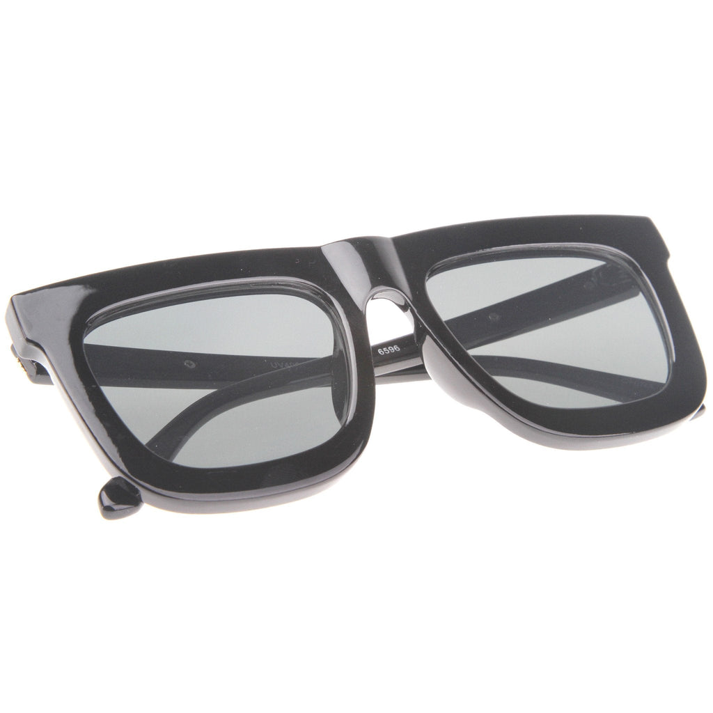Hipster Fashion Square Flat Front Lens Horned Rim Sunglasses A142