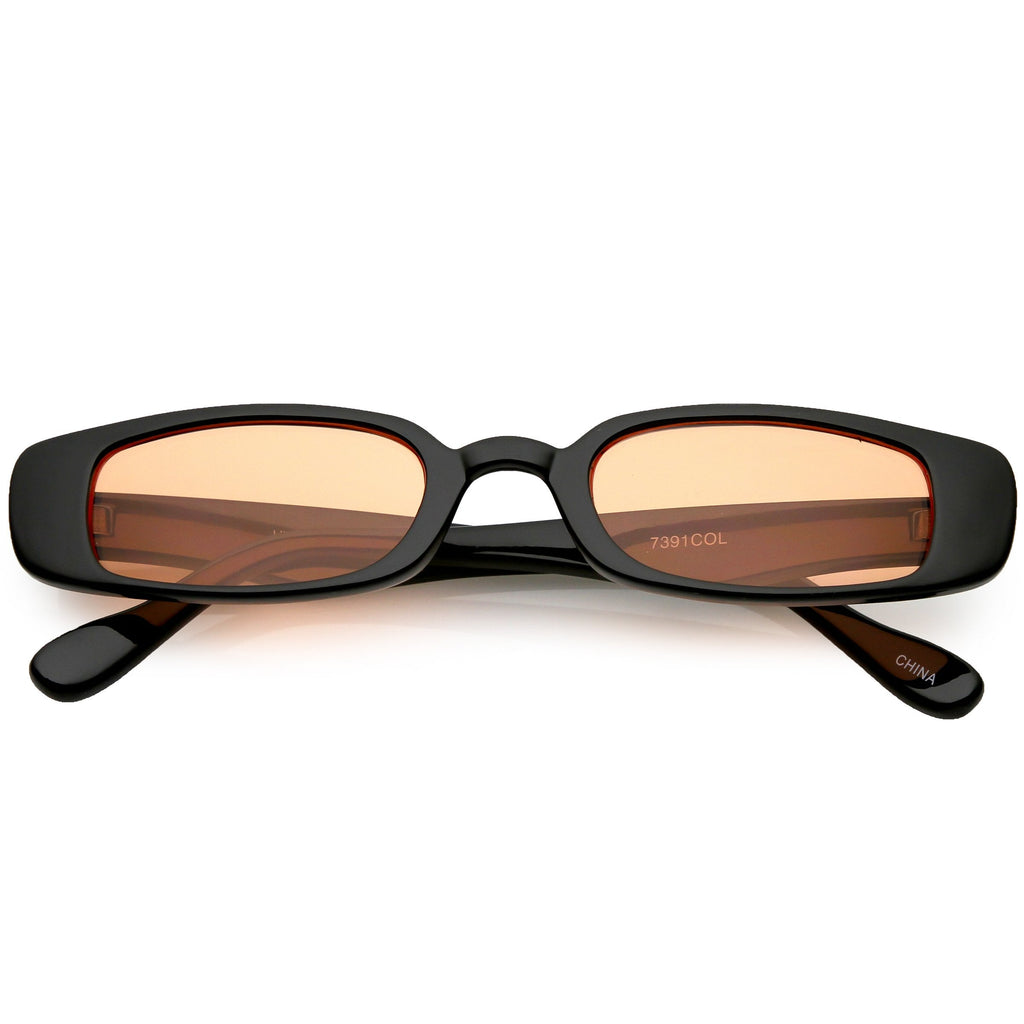 Unisex 90's Retro Thin Rectangle Color Tone Lens Sunglasses C549