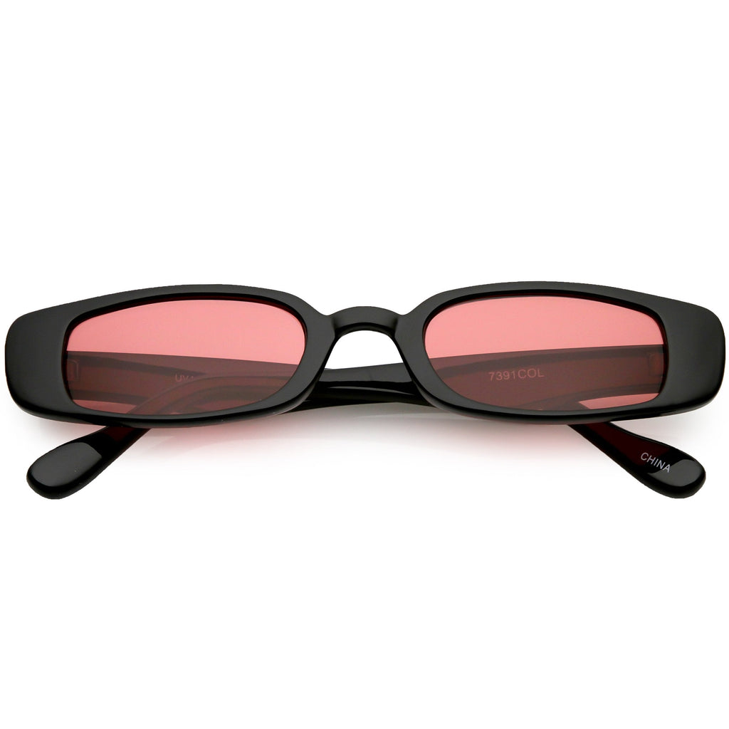Unisex 90's Retro Thin Rectangle Color Tone Lens Sunglasses C549