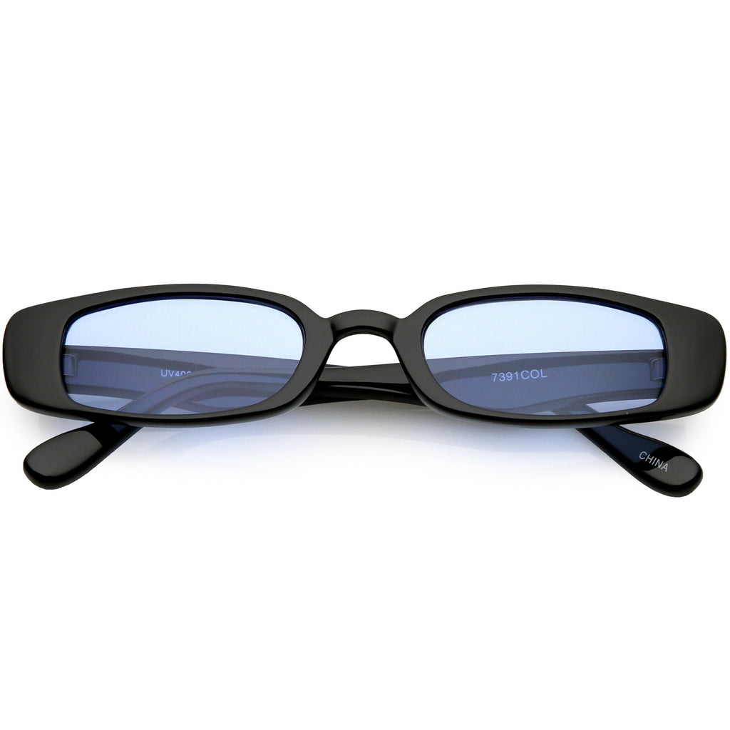 Unisex 90's Retro Thin Rectangle Color Tone Lens Sunglasses C549