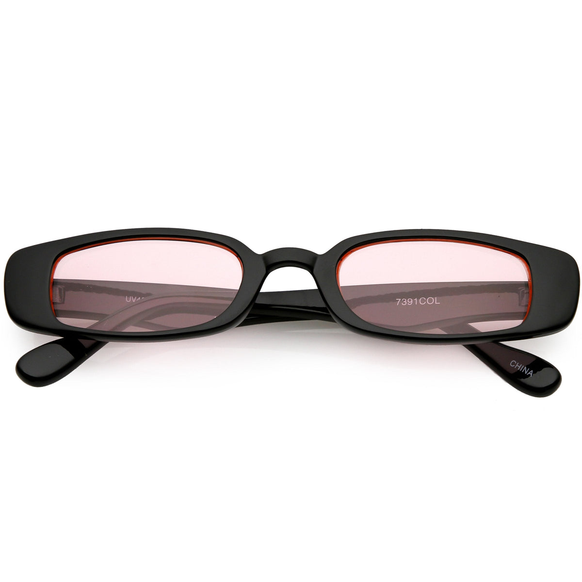 Unisex 90's Retro Thin Rectangle Color Tone Lens Sunglasses C549