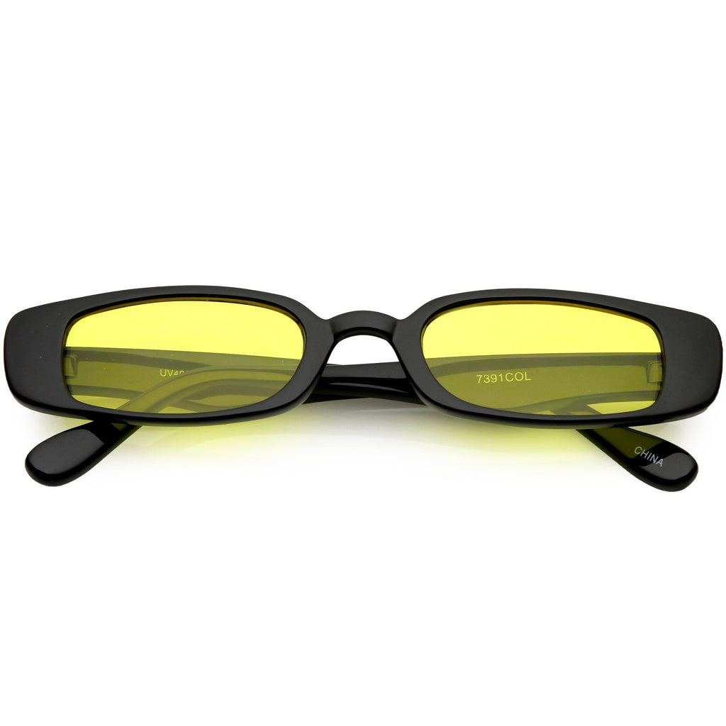 Unisex 90's Retro Thin Rectangle Color Tone Lens Sunglasses C549