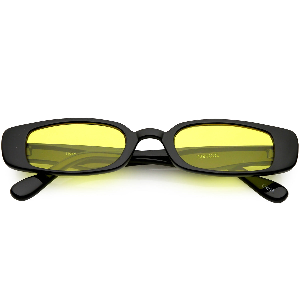 Unisex 90's Retro Thin Rectangle Color Tone Lens Sunglasses C549