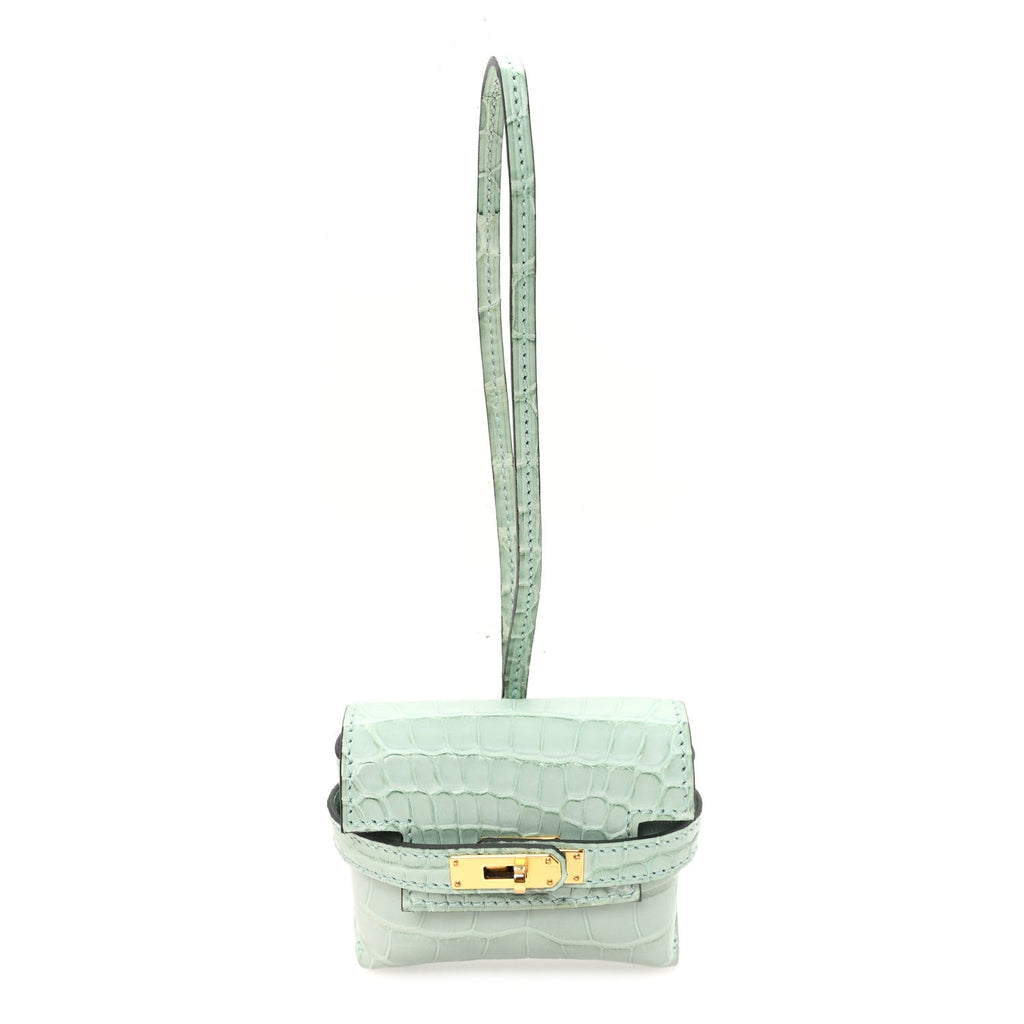 Matte Alligator Festival Kelly Bag Charm Vert D'eau