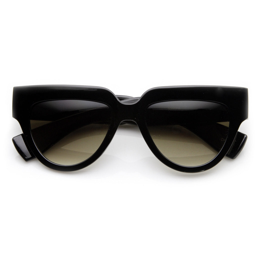 Womens Retro Bold Frame Flat Top Hipster Sunglasses 9227