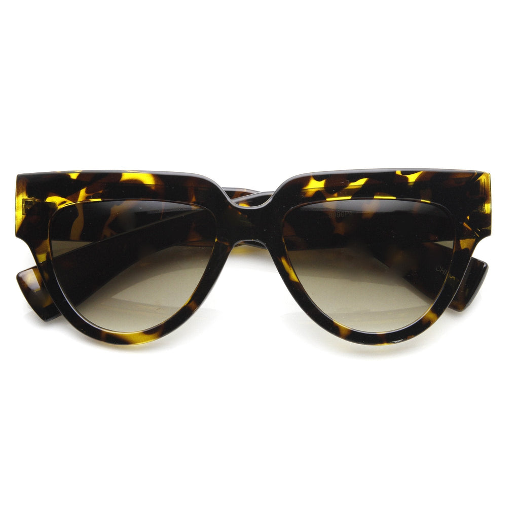 Womens Retro Bold Frame Flat Top Hipster Sunglasses 9227