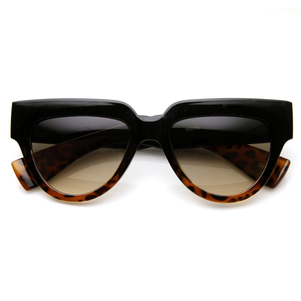 Womens Retro Bold Frame Flat Top Hipster Sunglasses 9227