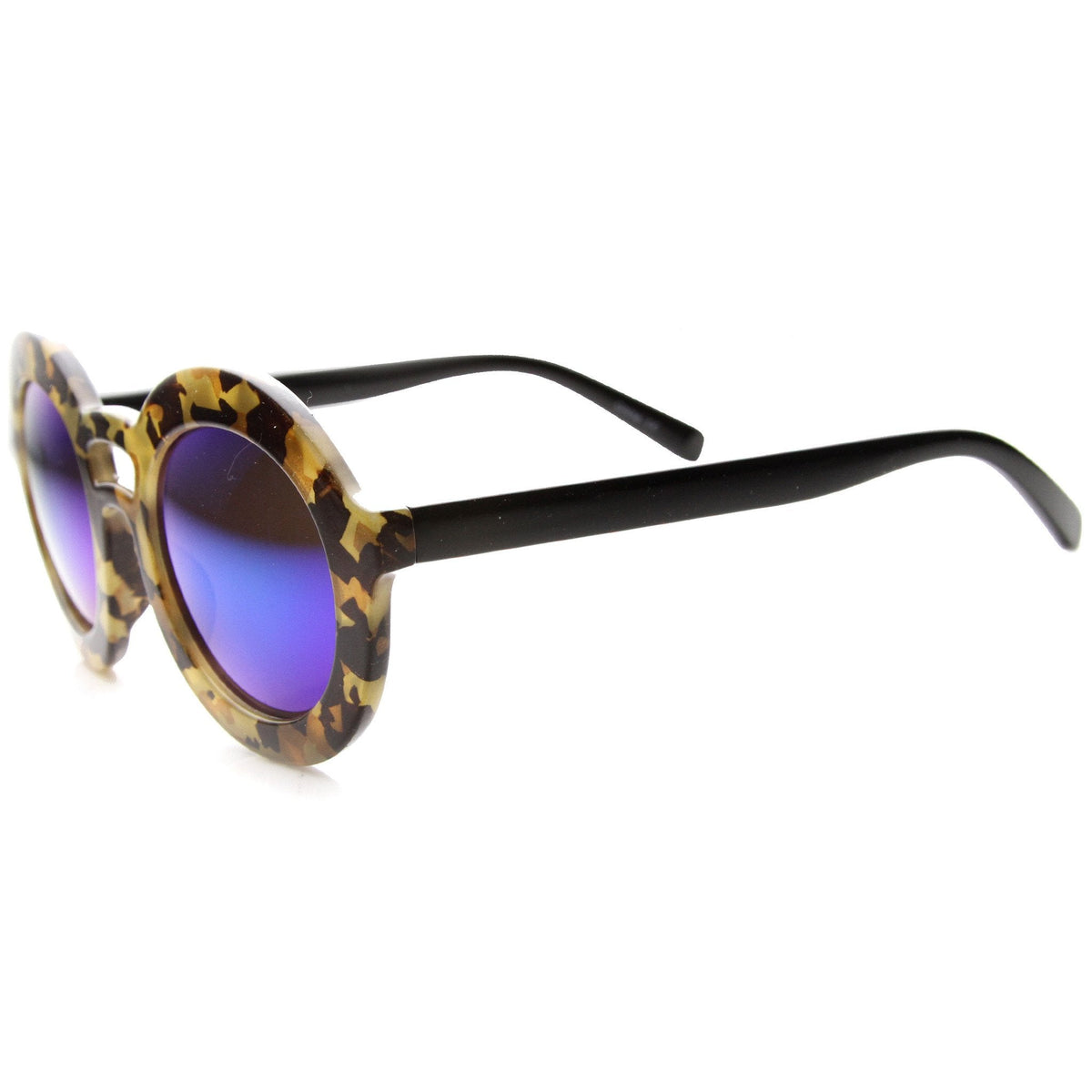 Women's Round Double Bridge Mirror Lens Sunglasses 9851