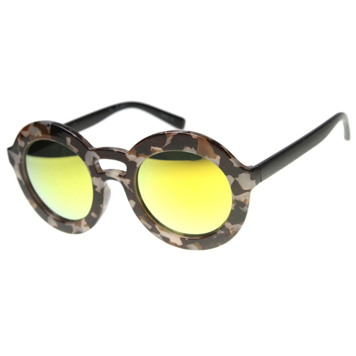 Women's Round Double Bridge Mirror Lens Sunglasses 9851