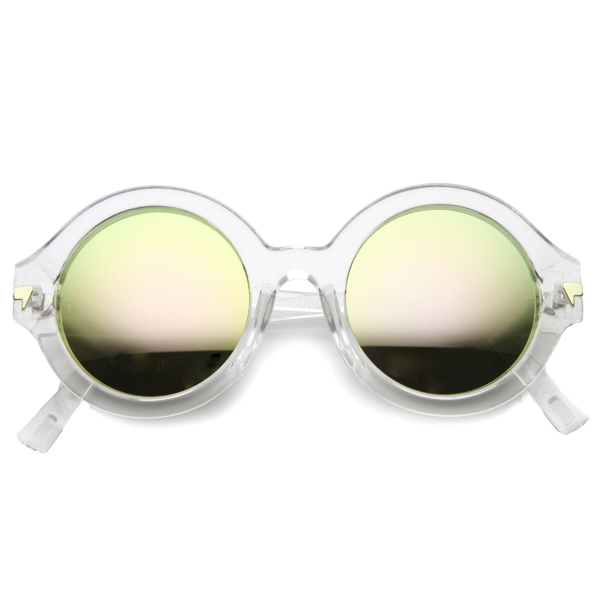 Women's Bold Round Crystal Frame Mirror Lens Sunglasses 9853