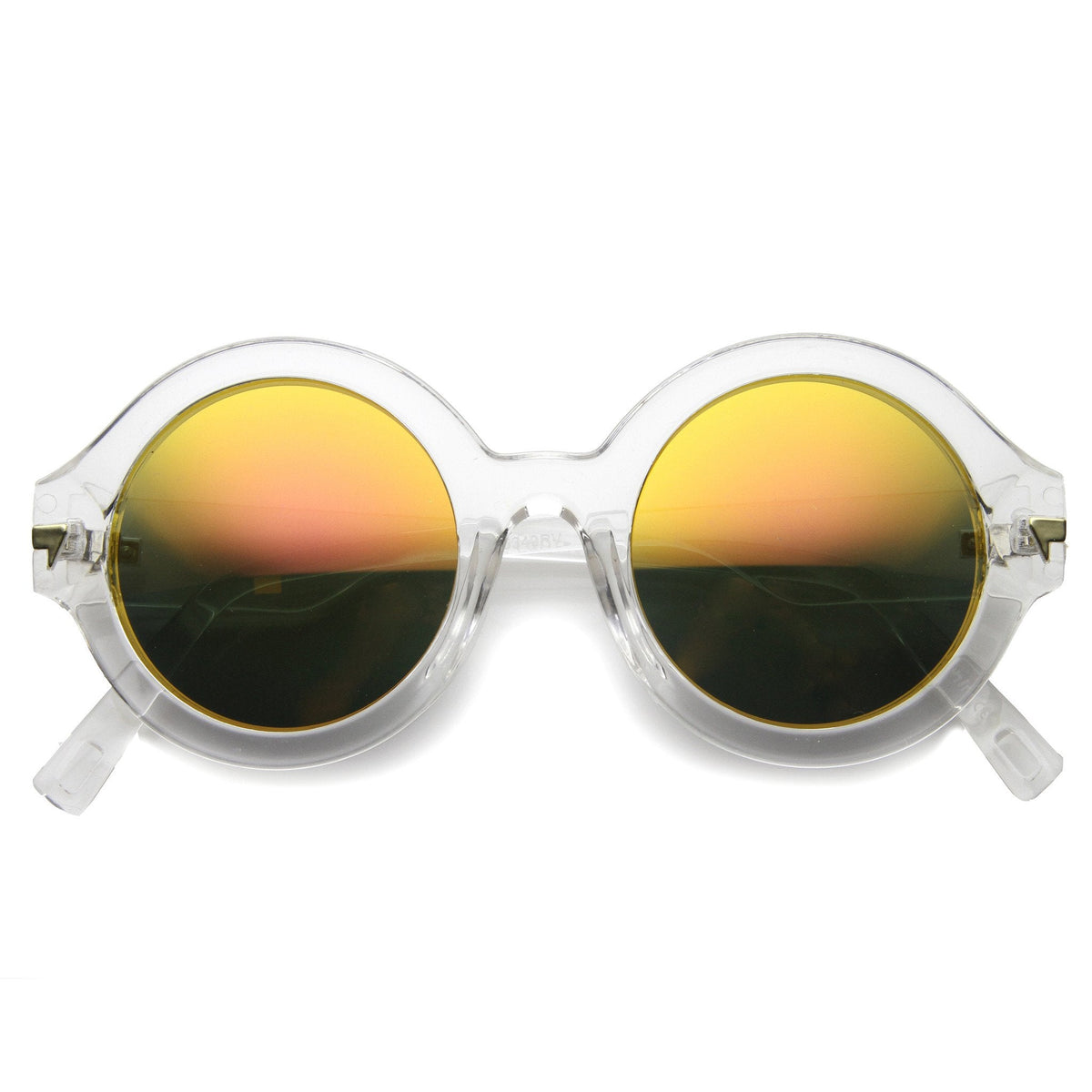 Women's Bold Round Crystal Frame Mirror Lens Sunglasses 9853