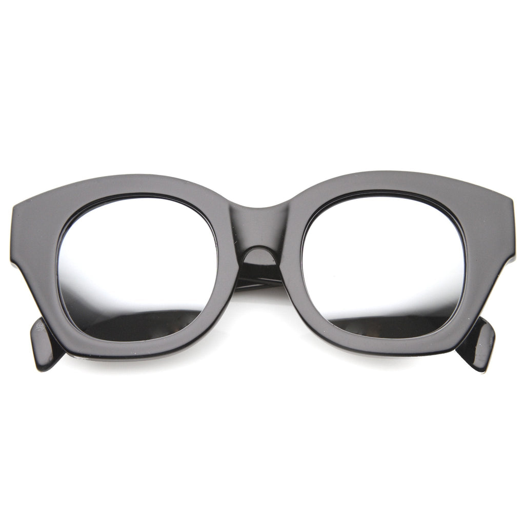 Oversize Indie Bold Frame Mirrored Lens Sunglasses 9983