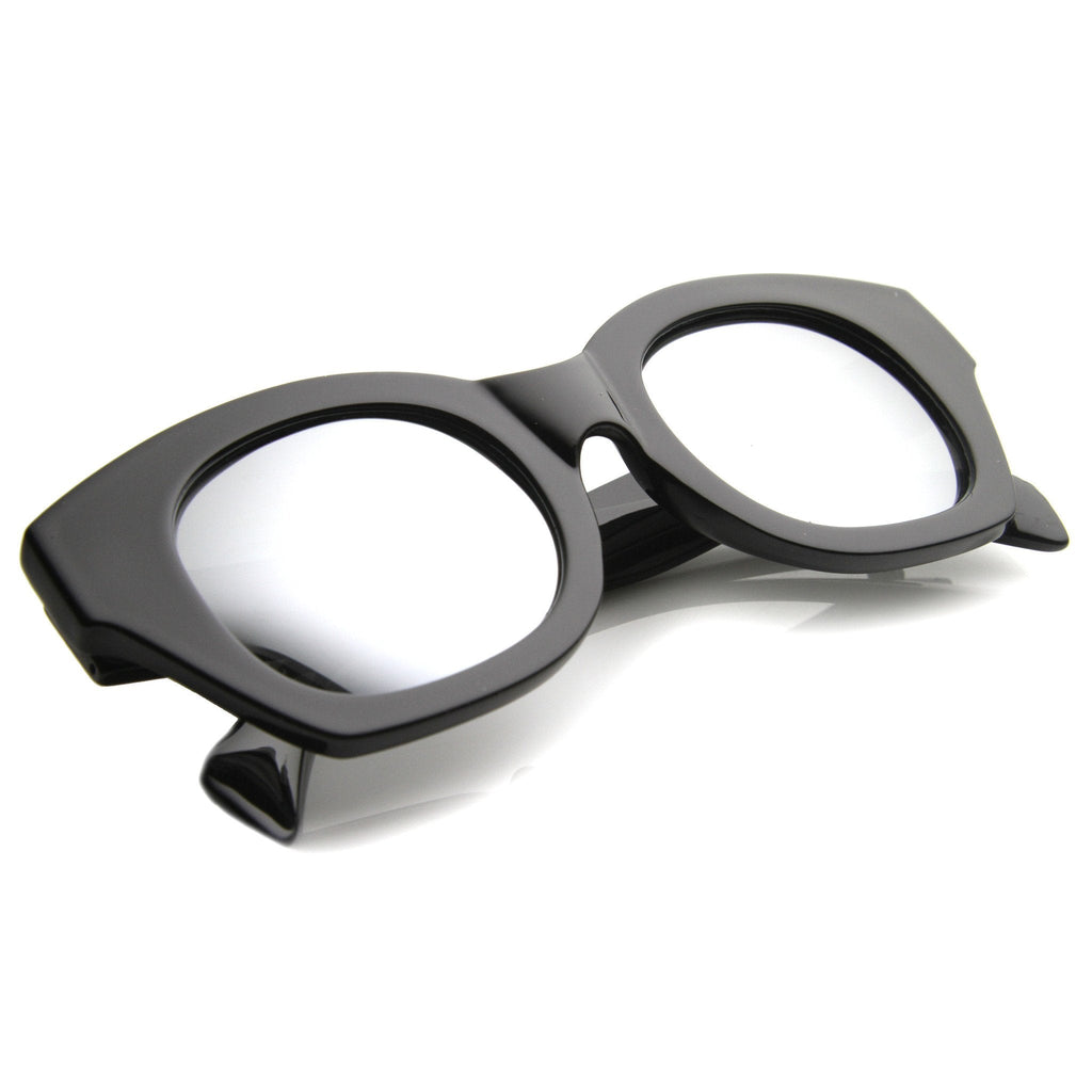 Oversize Indie Bold Frame Mirrored Lens Sunglasses 9983