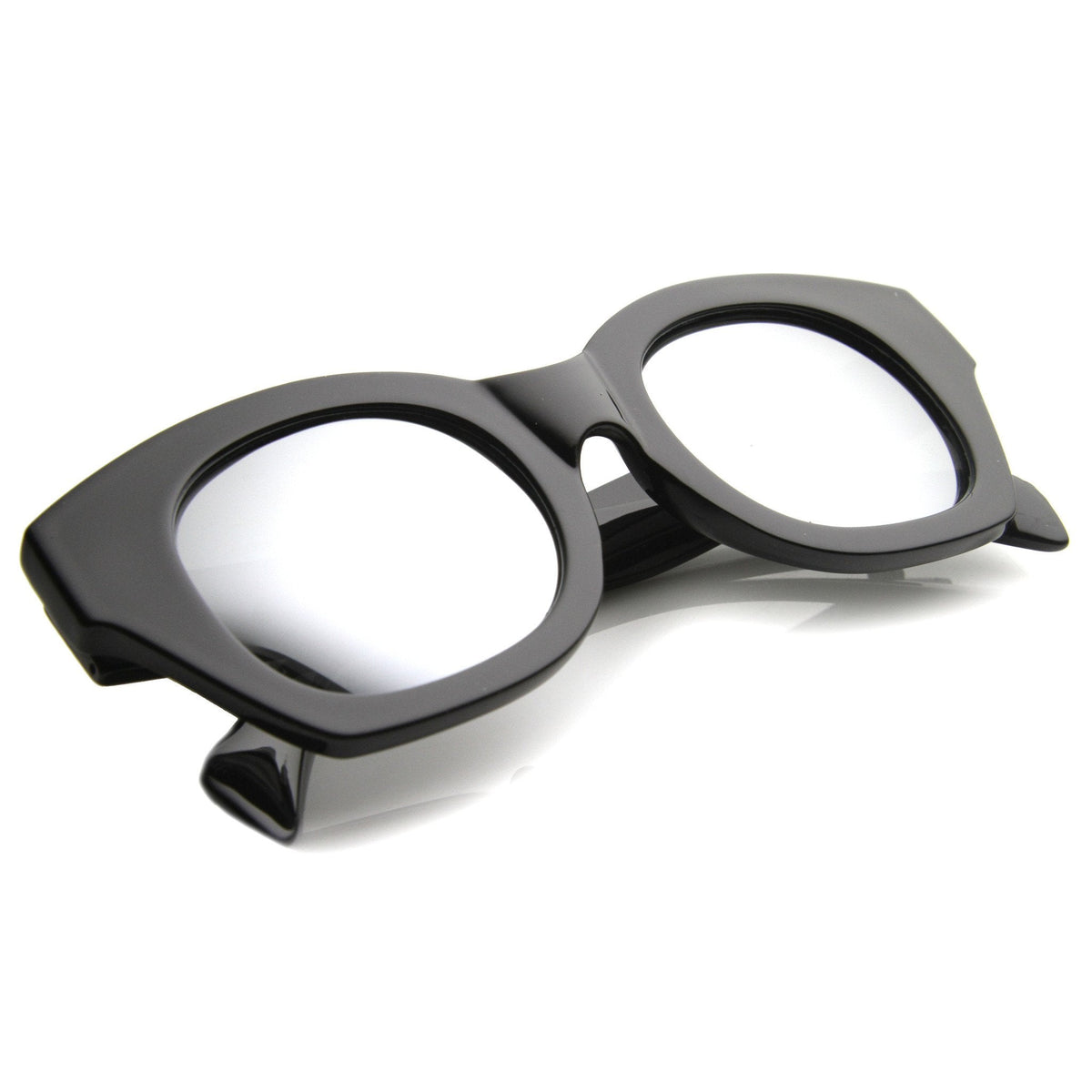 Oversize Indie Bold Frame Mirrored Lens Sunglasses 9983