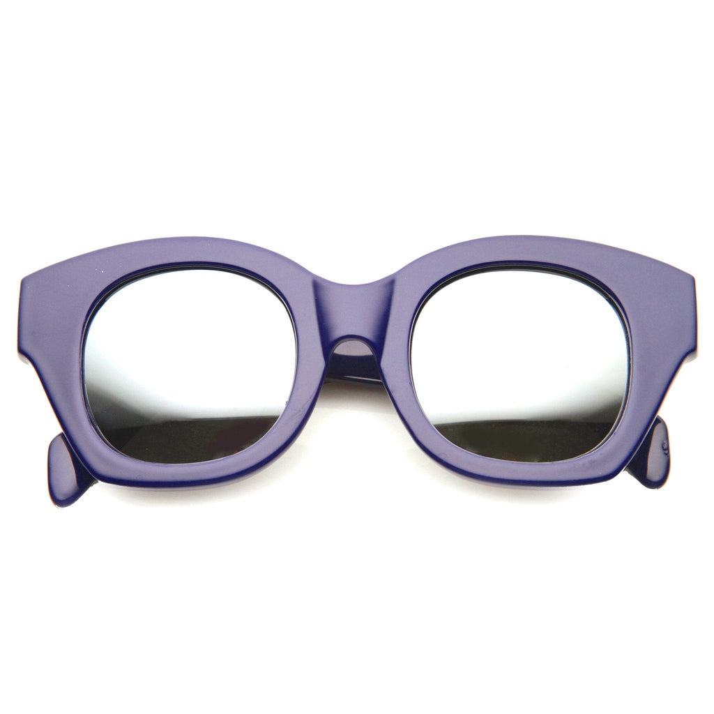 Oversize Indie Bold Frame Mirrored Lens Sunglasses 9983