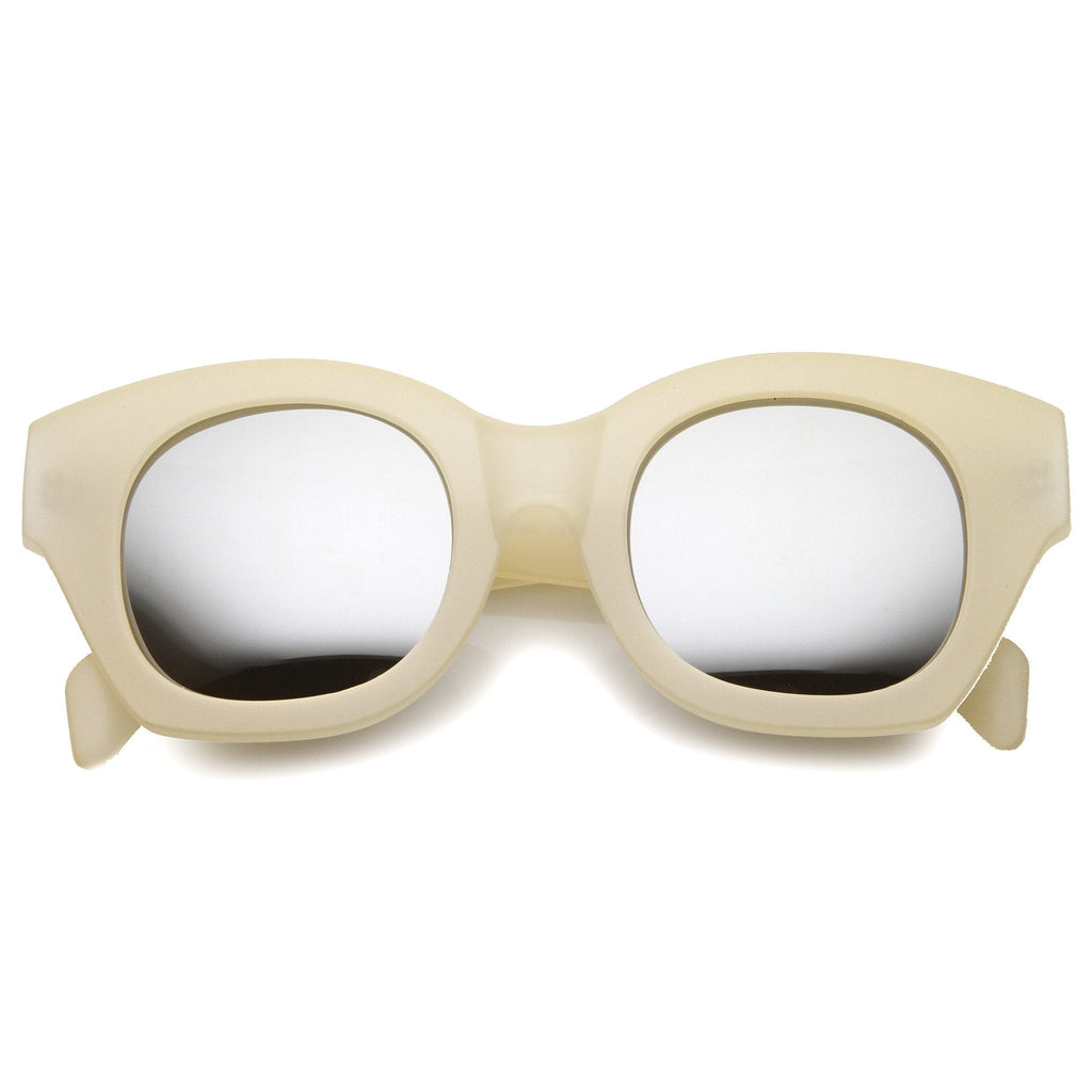 Oversize Indie Bold Frame Mirrored Lens Sunglasses 9983
