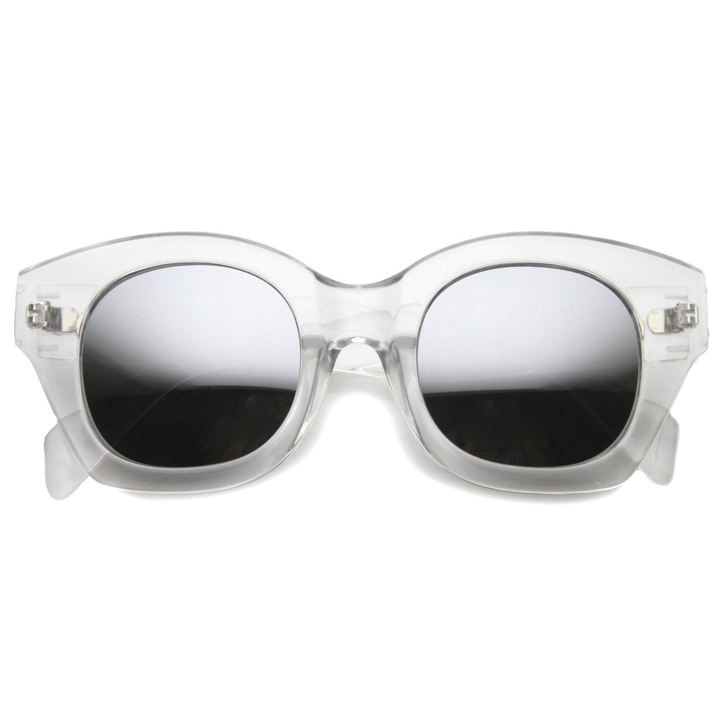 Oversize Indie Bold Frame Mirrored Lens Sunglasses 9983