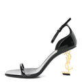 Patent Calfskin Opyum 85 Sandals 40 Black Gold