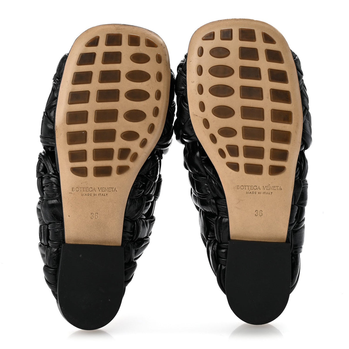 Shiny Nappa Intrecciato The Board Flat Sandals 36 Black