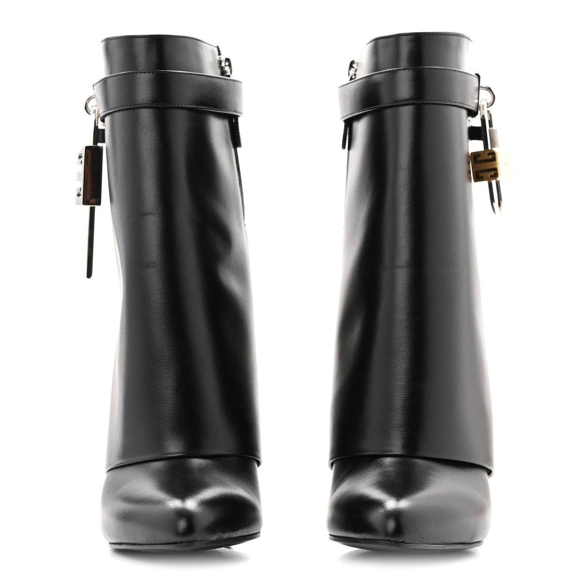 Calfskin Shark Lock Ankle Boots 40 Black