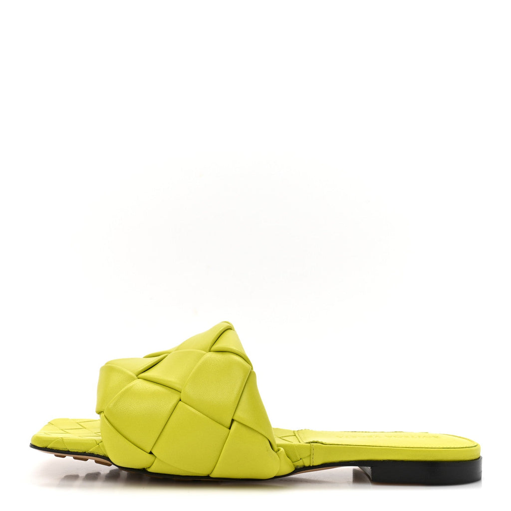 Nappa Maxi Intrecciato Lido Flat Sandals 36 Kiwi