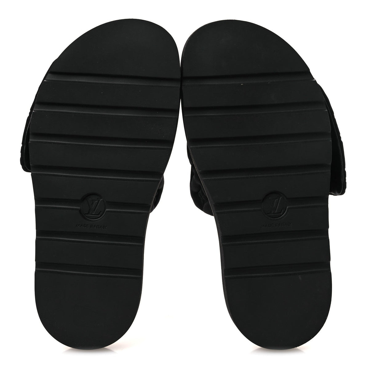 Technical Fabric Embossed Monogram Pool Pillow Comfort Mules 41 Black