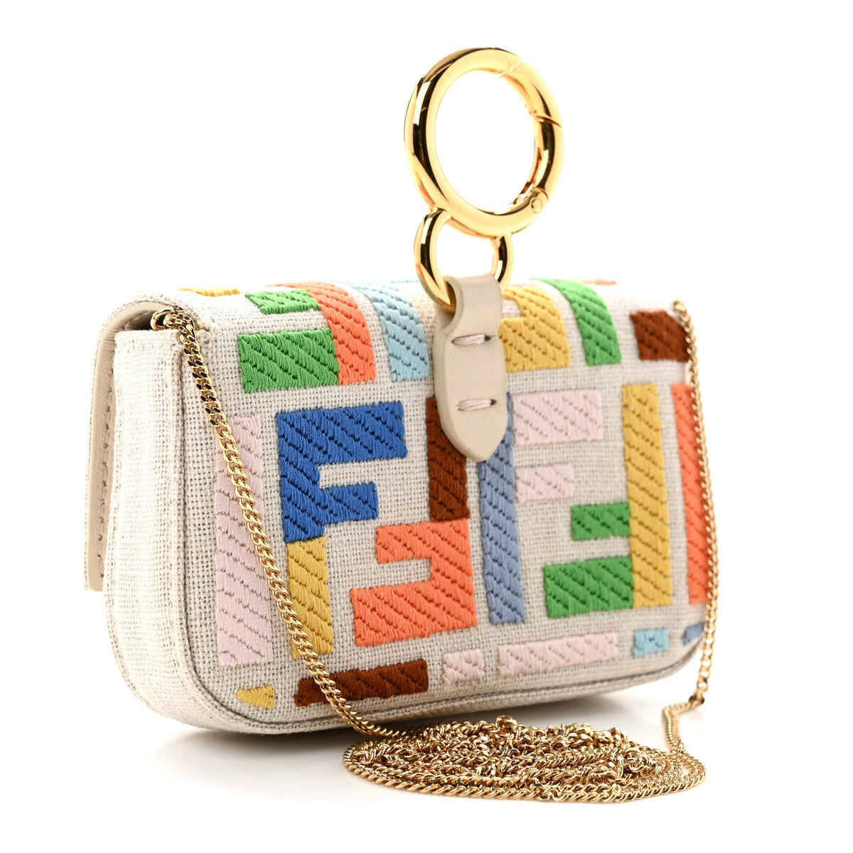 Kuban Canvas FF Embroidered Nano Baguette Charm Grezzo Multicolor