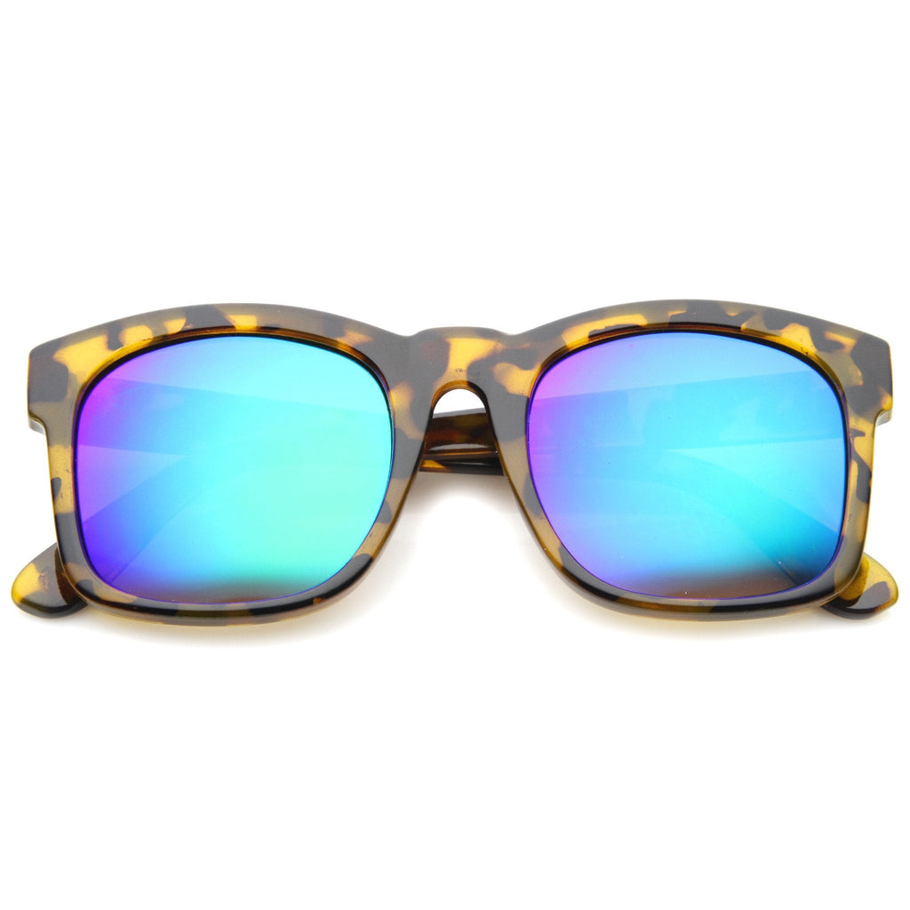 Oversize Modern Bold Horned Rim Mirror Lens Sunglasses A159