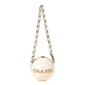 Lambskin Quilted Sphere Mini Bag Charm Beige