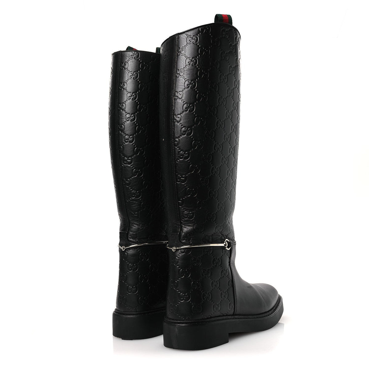 Guccissima Real Betis Glamour Calfskin Michelangelo Slim Horsebit Riding Boots 39.5 Black