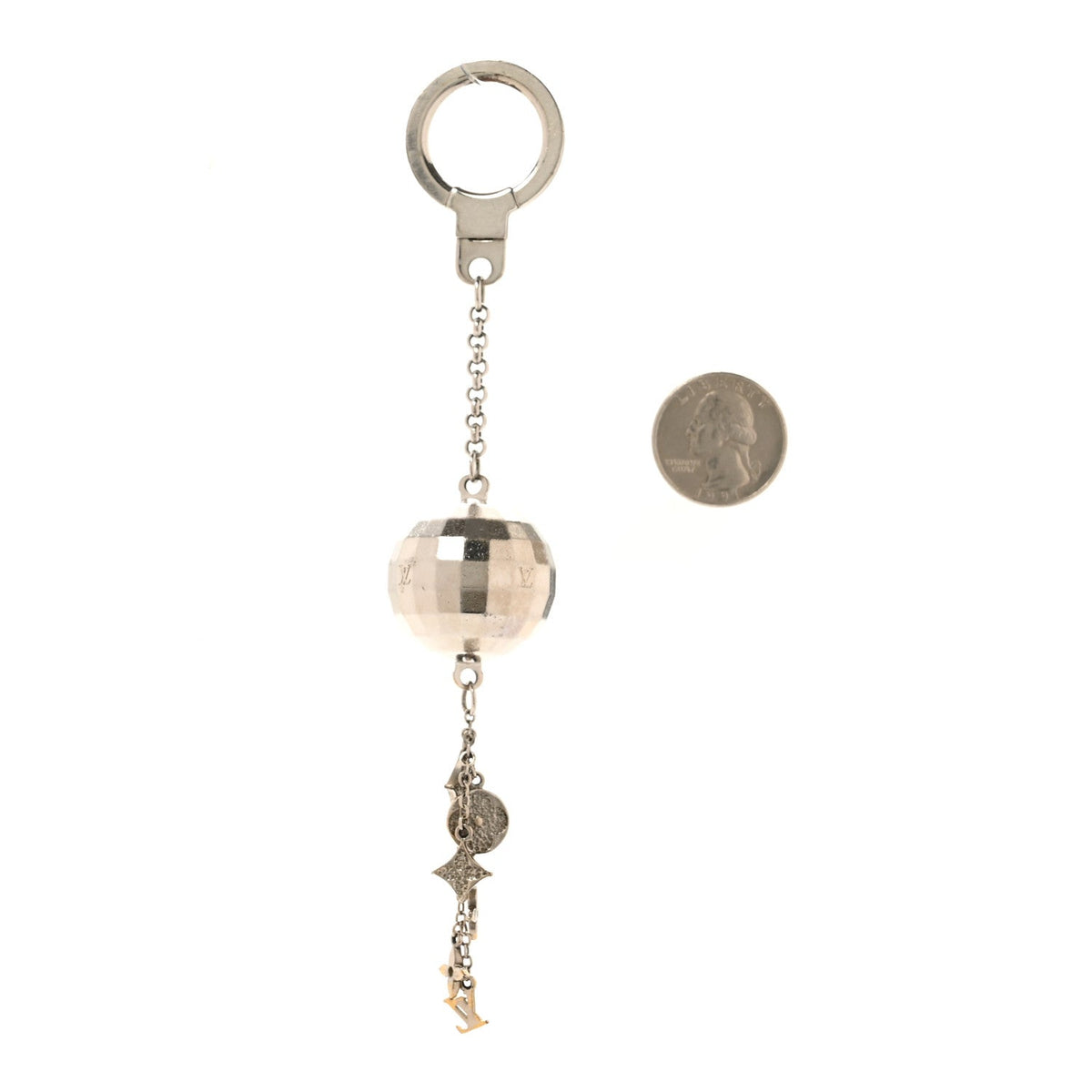 Mirror Ball Disco Key Holder Chain Ring Silver