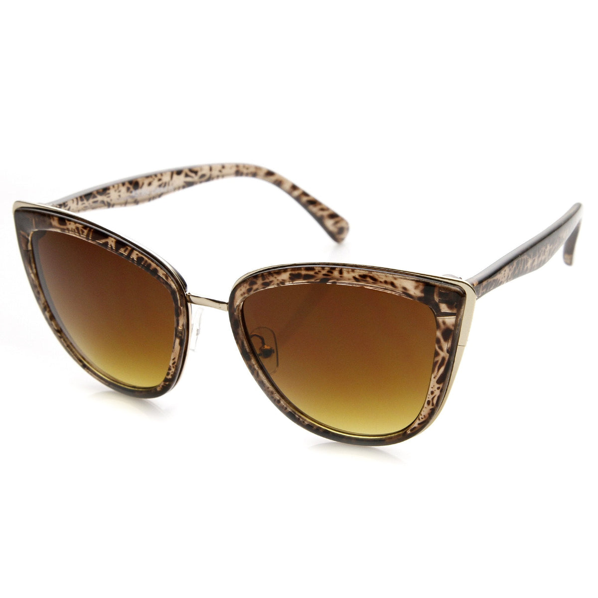 Designer Womens Oversize Metal Plastic Cat Eye Sunglasses 9207