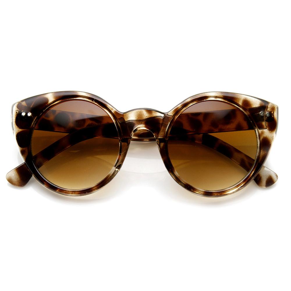 Womens Fashion Modern Cat Eye Retro Circle Round Sunglasses 8297