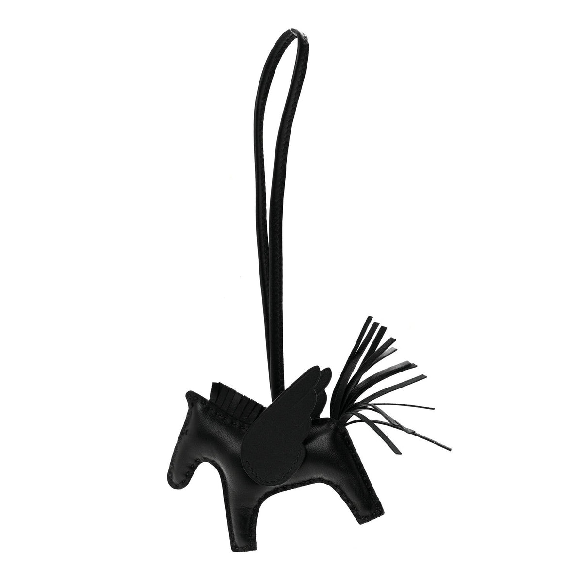 Milo Lambskin Grigri Rodeo Pegase Horse Bag Charm PM So Black